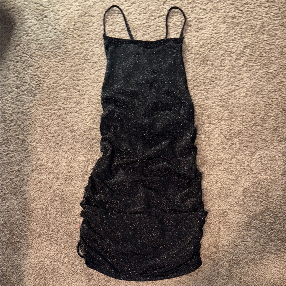 SHEIN Black Ruched Slip Dress Spaghetti Strap